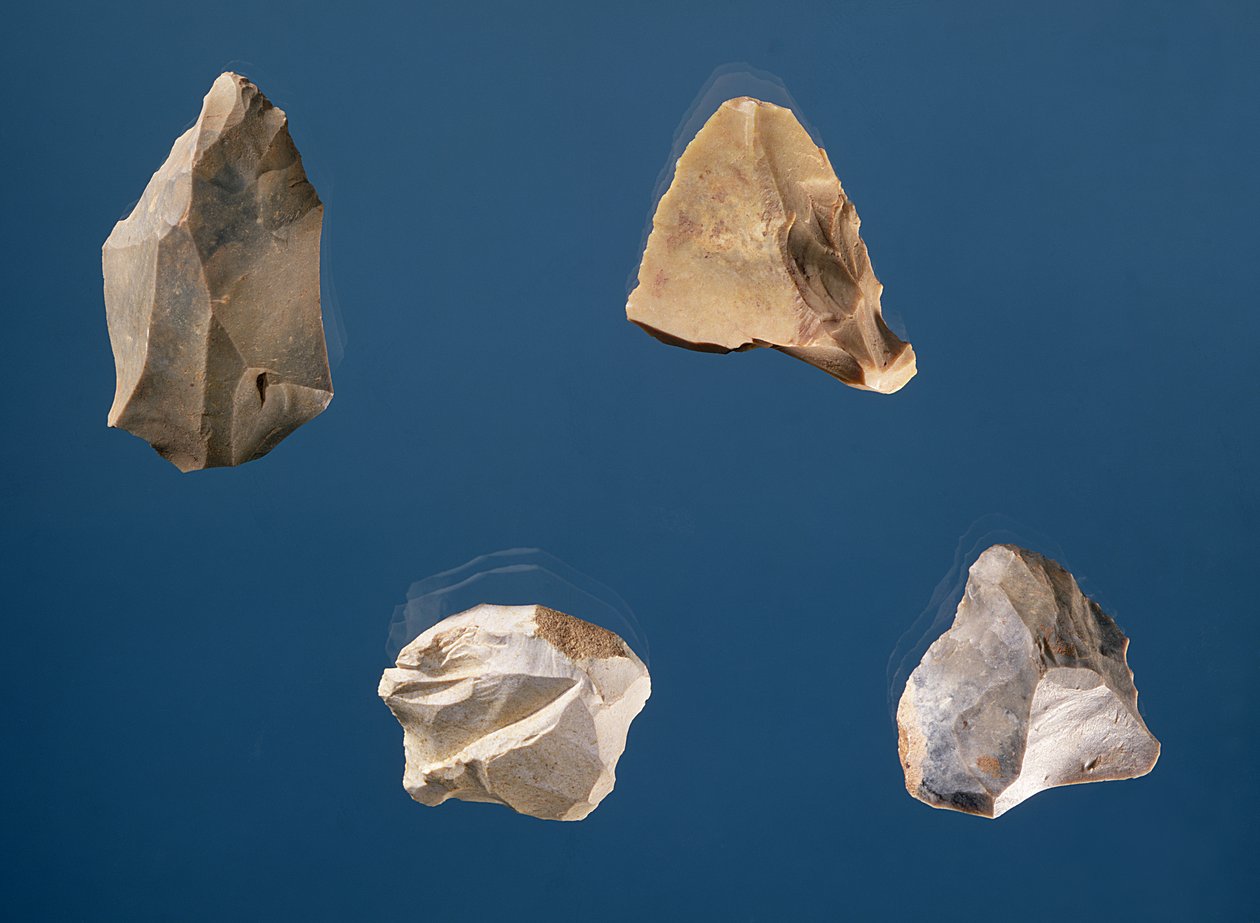 Quattro strumenti, 35000-10000 a.C. (pietra) da Prehistoric