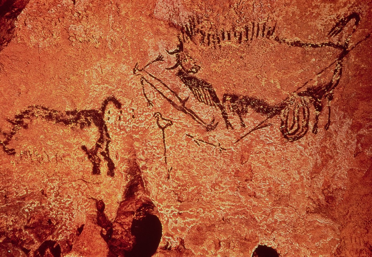 Pittura rupestre di una scena di caccia, c.17000 a.C. da Prehistoric