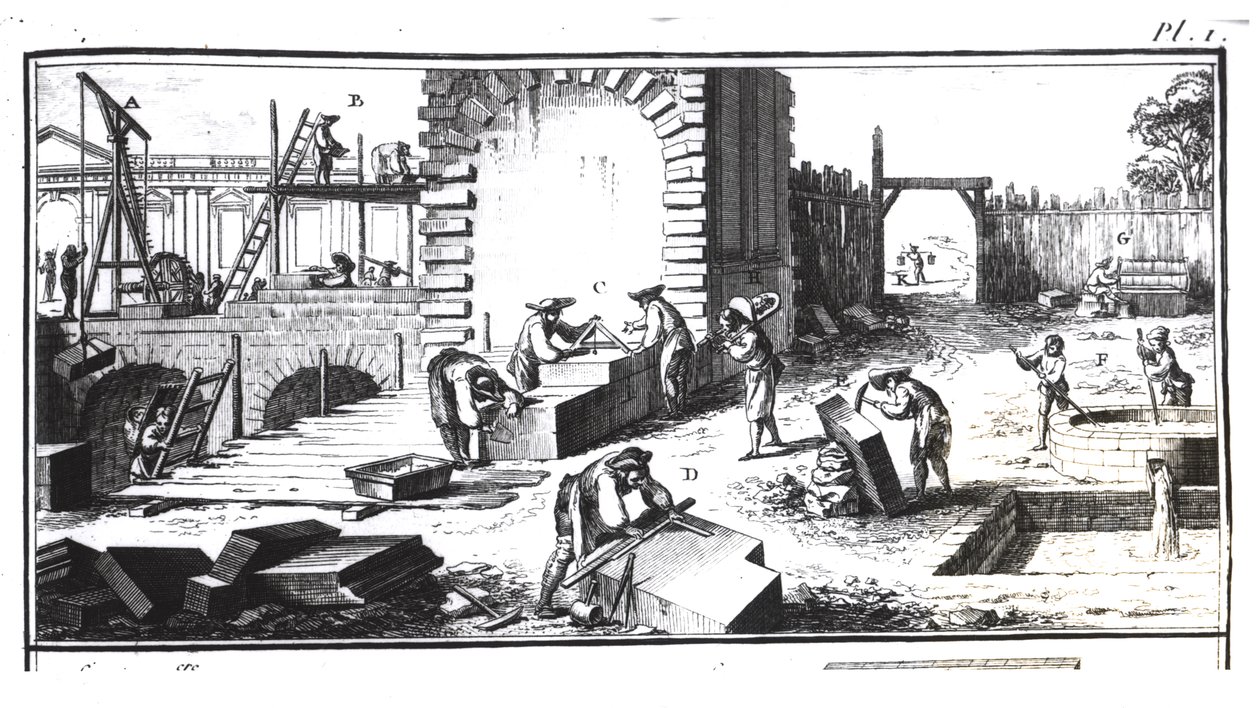 Scalpellini al lavoro, inciso da Lucotte da Abbé Prévost