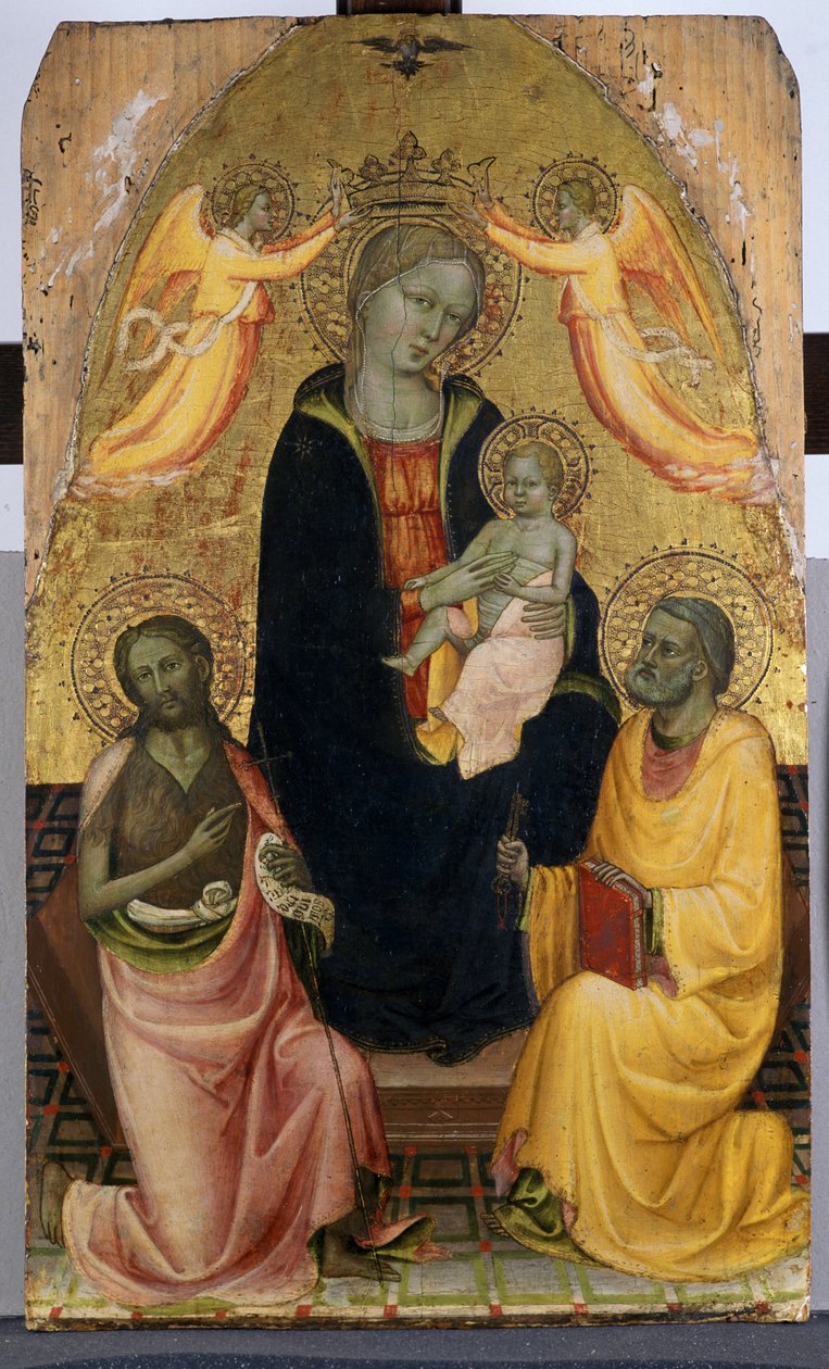 Madonna in Trono e Bambino incoronati da due Angeli, Giovanni Battista e l