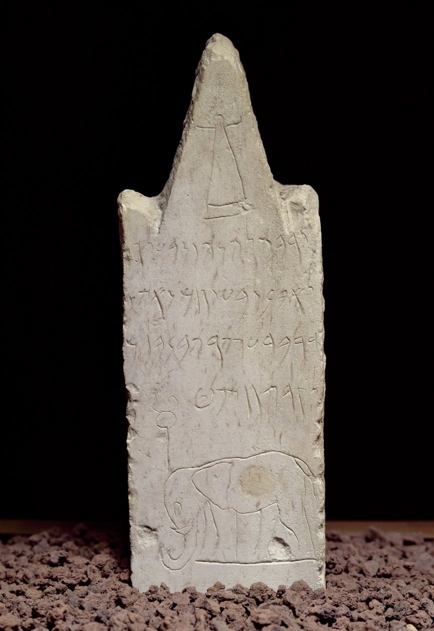 Stele votiva con un elefante, da Cartagine, III-II secolo a.C. da Punic