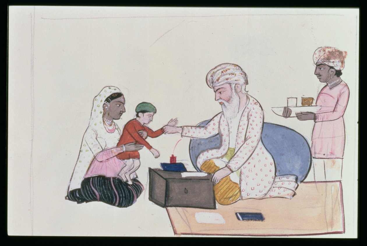 Dottore indiano che esamina un paziente, c.1890 da Punjabi School