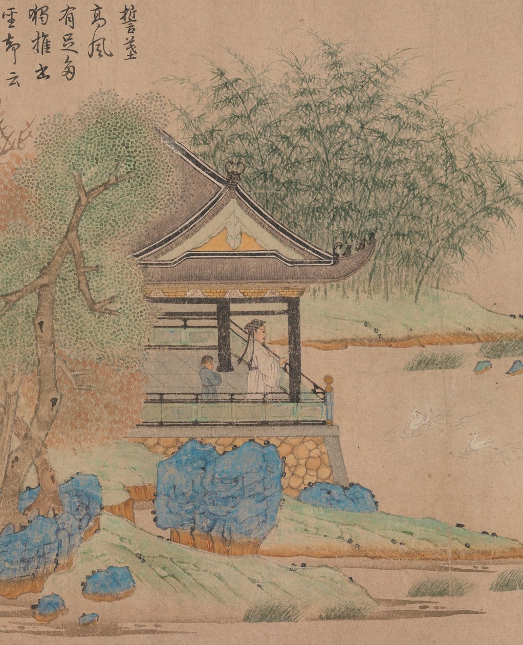 Wang Xizhi che osserva le oche, Rotolo a mano. c.1295 da Qian Xuan