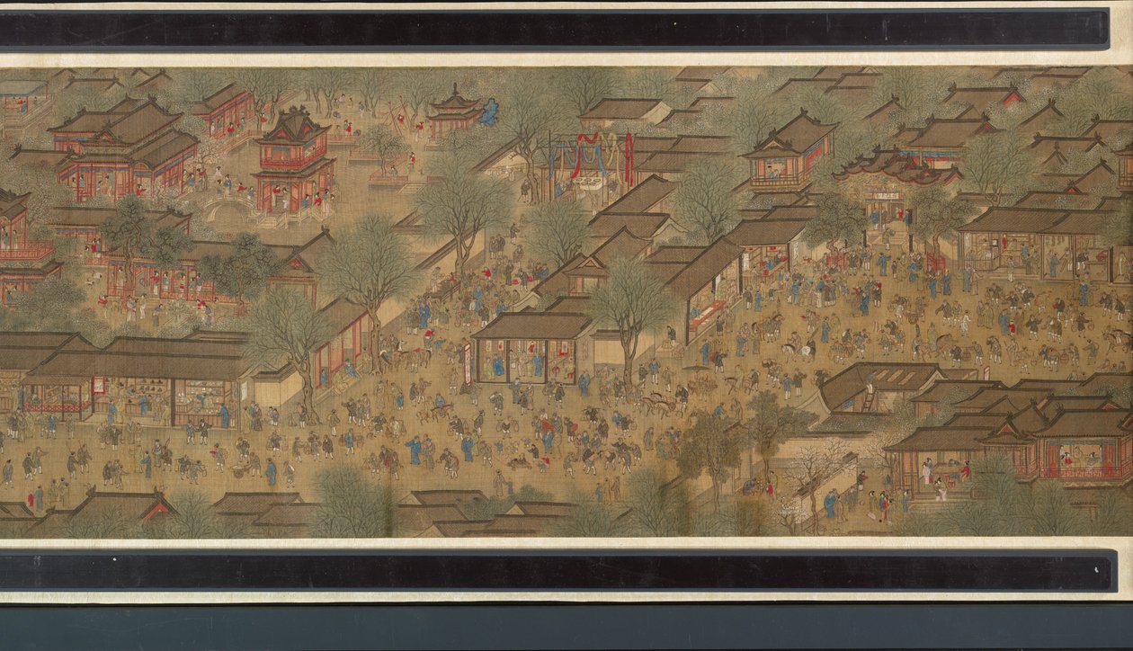 Festival di primavera sul fiume (dettaglio), rotolo a mano da Qing Dynasty Chinese School