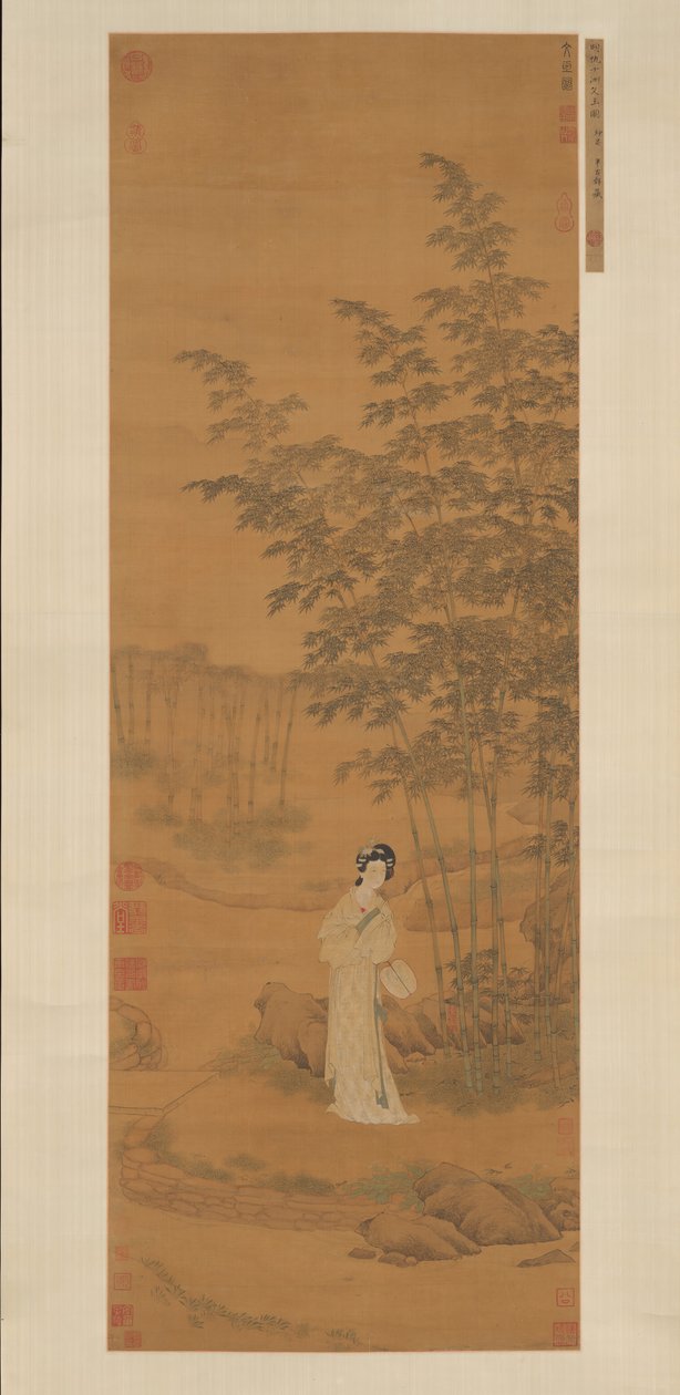 Signora in un boschetto di bambù da Qiu Ying