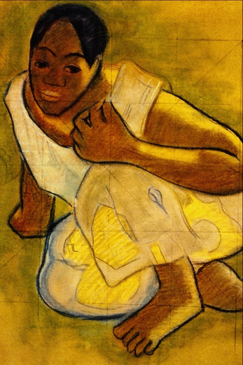 Ragazza tahitiana accovacciata da Paul Gauguin