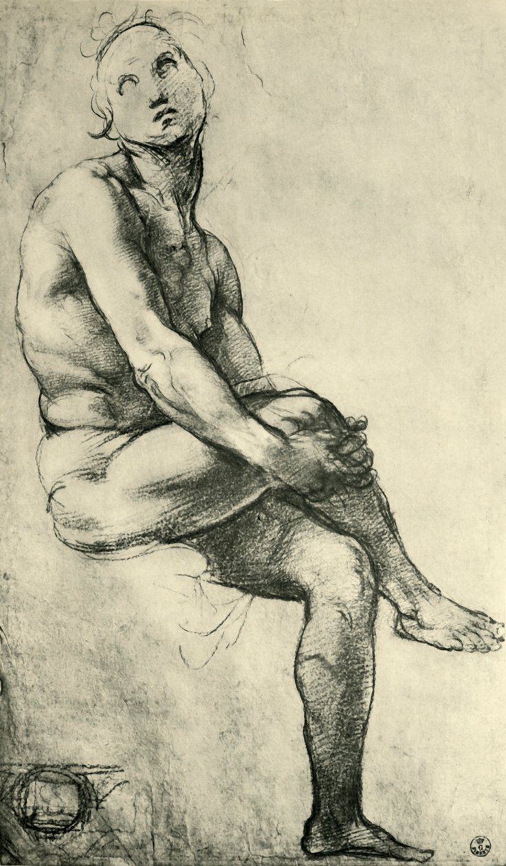 Nudo maschile seduto, 1509-1511, 1943 da Raffaello Sanzio Raphael