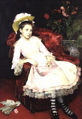Giovane donna in rosa da Raimundo de Madrazo y Garreta