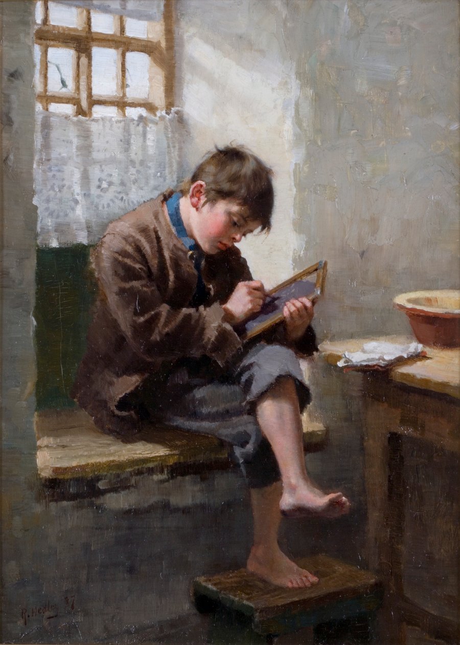 Lezioni a casa, 1887 da Ralph Hedley