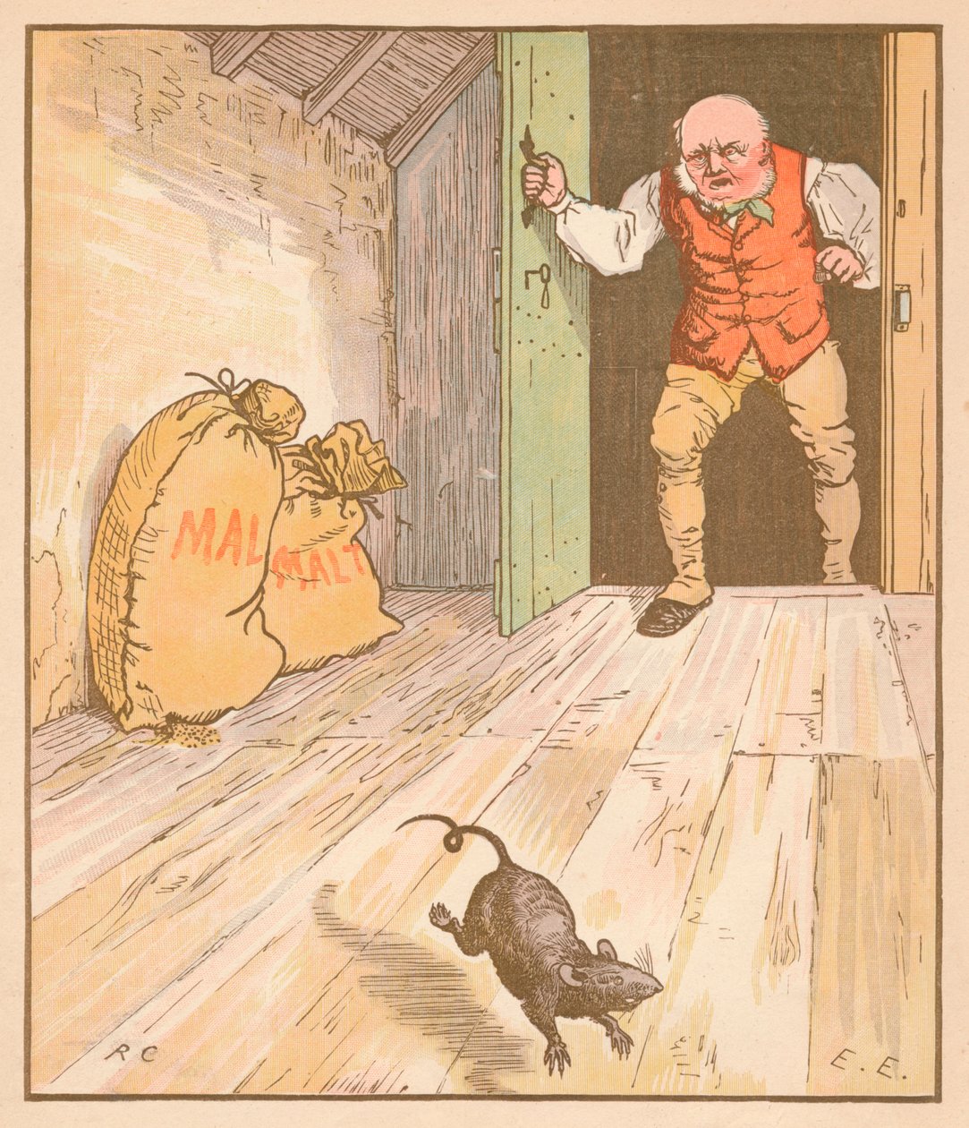 Il topo ha mangiato il malto..., c1878 da Randolph Caldecott