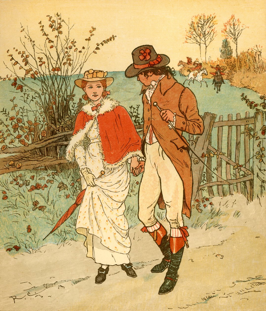 Due giovani amanti in un vicolo, c1880 da Randolph Caldecott