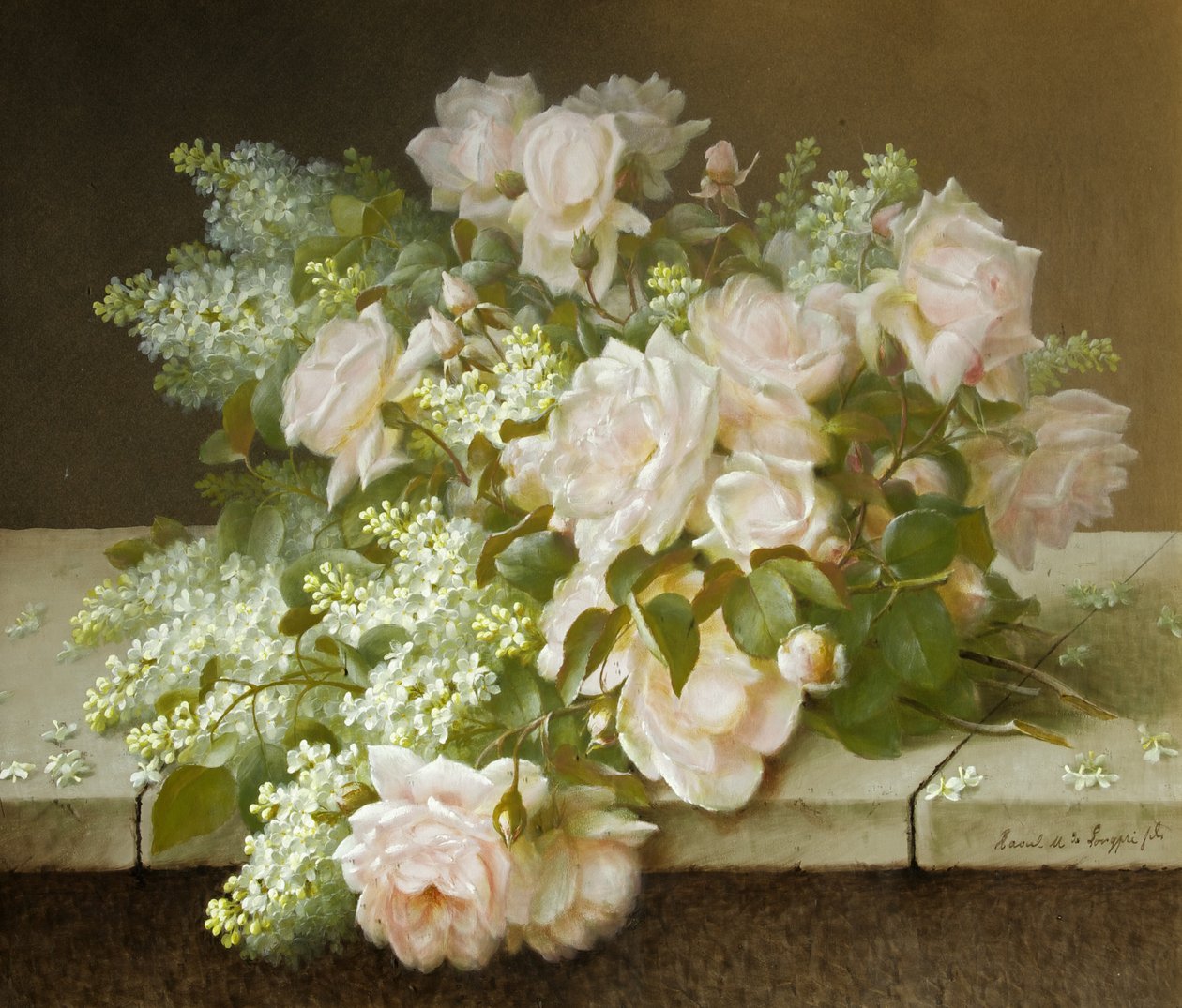 Rose e lillà bianchi da Raoul M. de Longpre