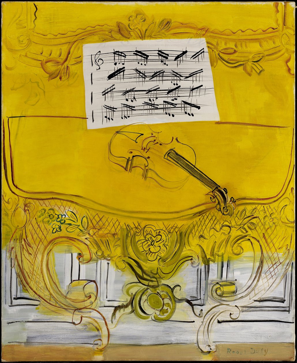 La console gialla con violino da Raoul Dufy