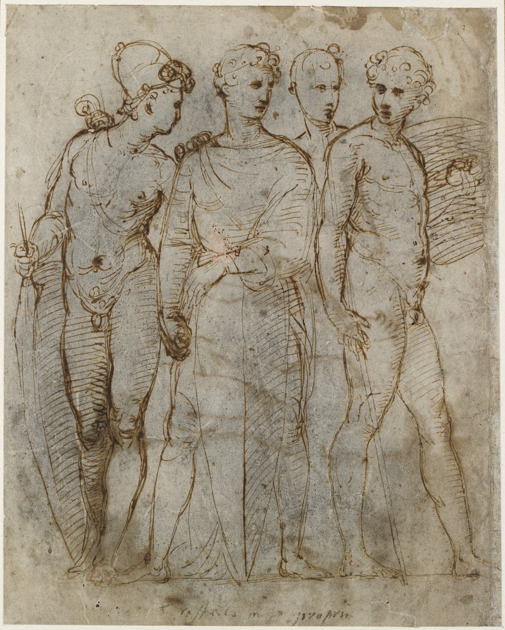 Recto: Quattro soldati in piedi, WA1846.164 da Raffaello Sanzio Raphael