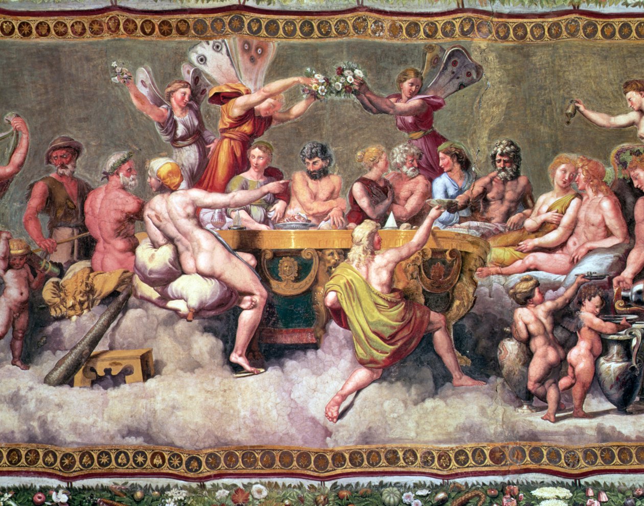 Il banchetto degli dei, affresco del corteggiamento e matrimonio di Cupido e Psiche (dettaglio) da Raffaello Sanzio Raphael