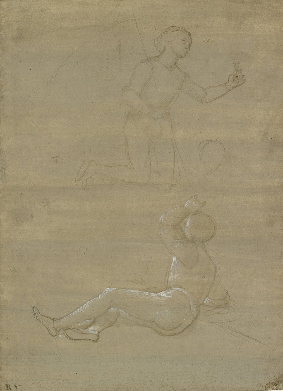 Studi per una guardia in una Resurrezione e di un angelo, WA1846.150 da Raffaello Sanzio Raphael