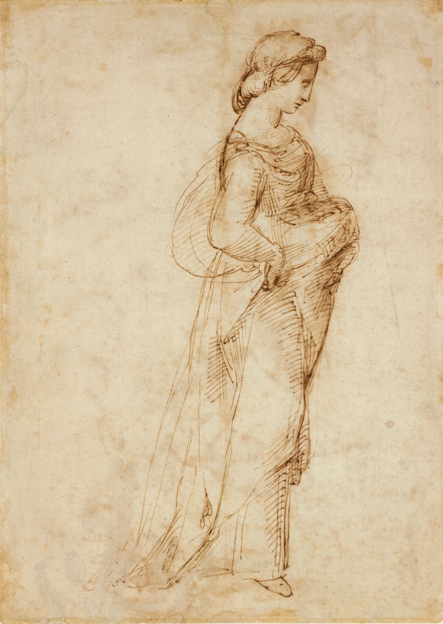 Figura femminile che cammina verso destra, c1500-1520 da Raphael