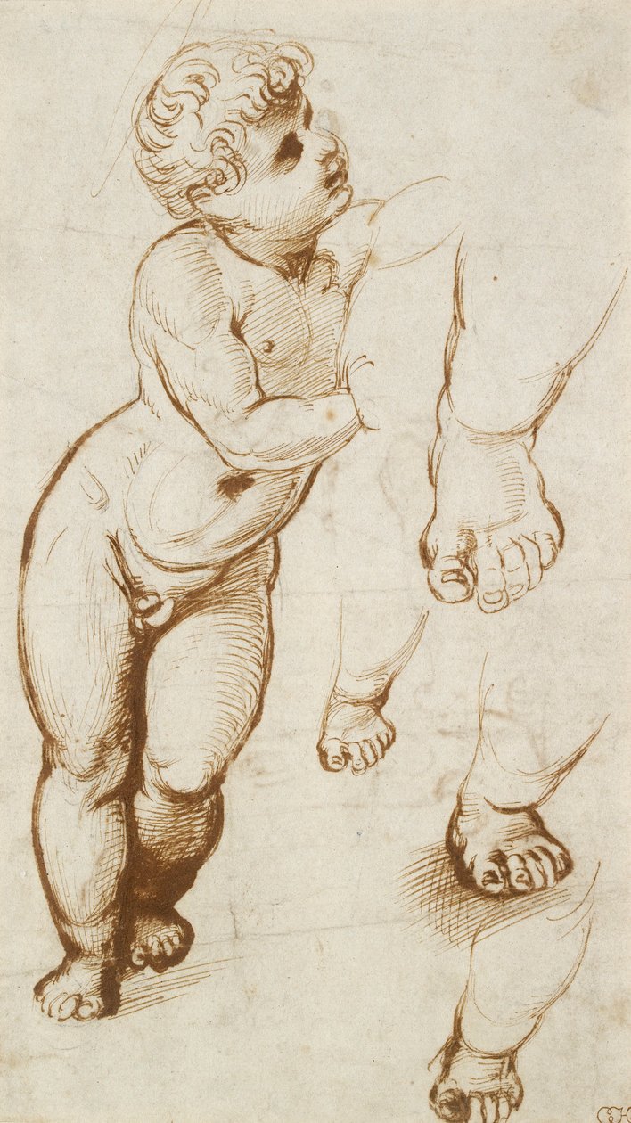 Recto: Il Bambino Gesù e altri studi, 1500-1520 da Raphael