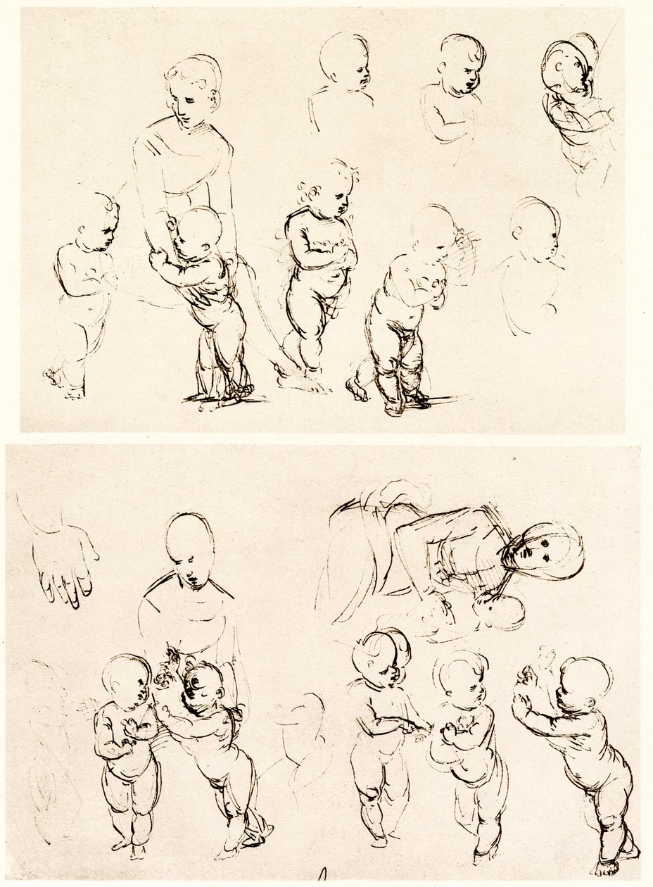 Vari disegni per Madonna in campagna da Raffaello Sanzio Raphael