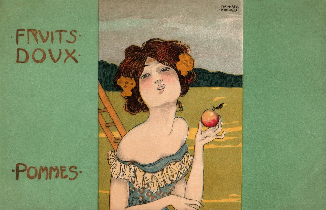 Raccolta di mele, 1900 circa (illustrazione) da Raphael Kirchner