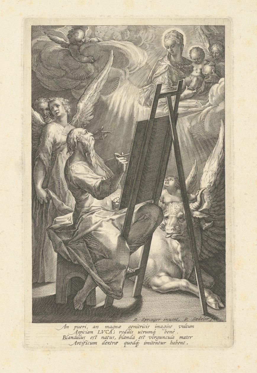 San Luca che dipinge la Vergine, 1580s da Raphael Sadeler
