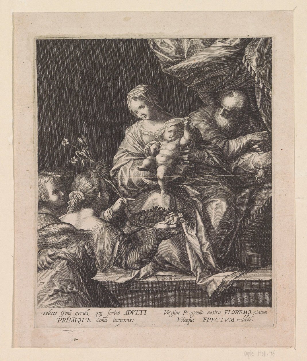 Sacra Famiglia con due angeli da Raphaël Sadeler (I)