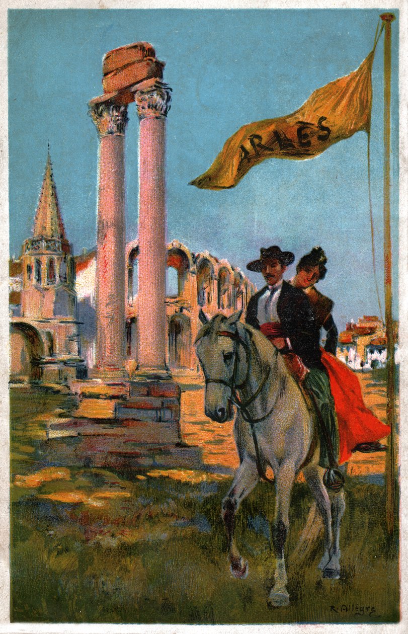 La città di Arles (Illustrazione, circa 1920) da Raymond Allegre