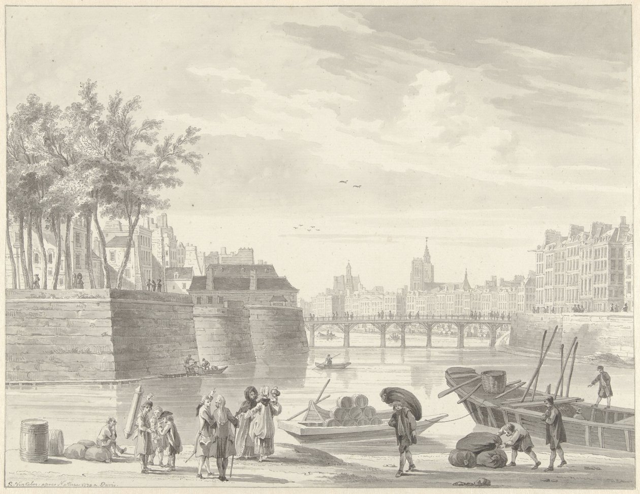 Veduta del Pont Rouge, Parigi da Reinier Vinkeles (I)