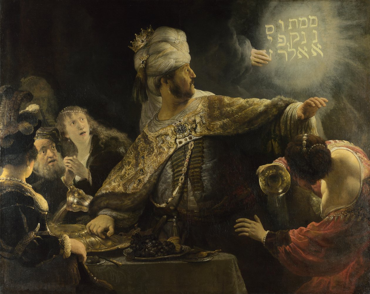 Il Banchetto di Baldassarre c.1636-38 da Rembrandt van Rijn