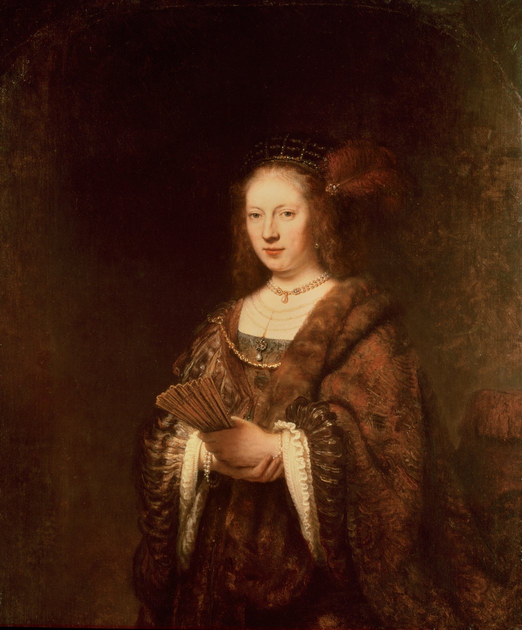 Signora con ventaglio da Rembrandt van Rijn