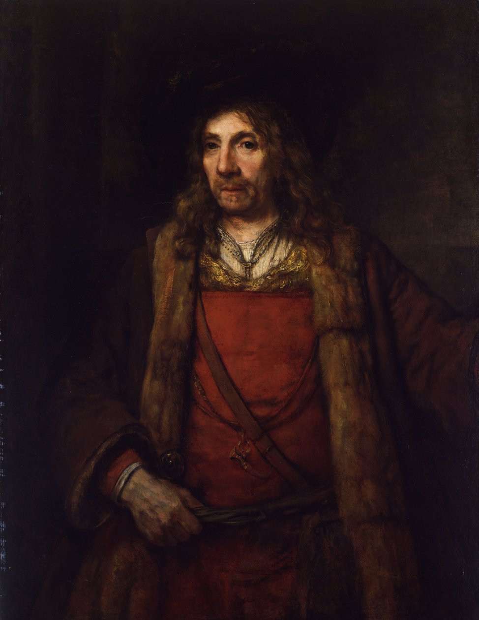 Uomo con cappotto foderato di pelliccia da Rembrandt van Rijn