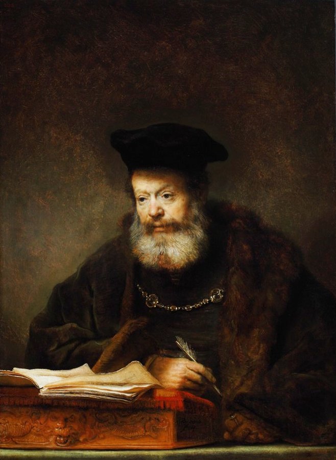 Studioso al suo tavolo di scrittura da Rembrandt van Rijn