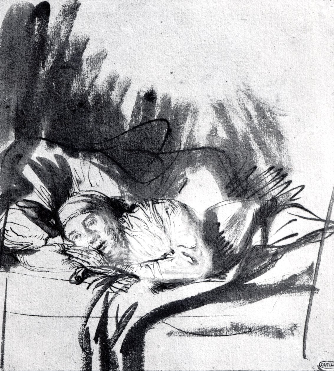 Donna malata a letto, forse Saskia, moglie del pittore, c.1640 da Rembrandt van Rijn