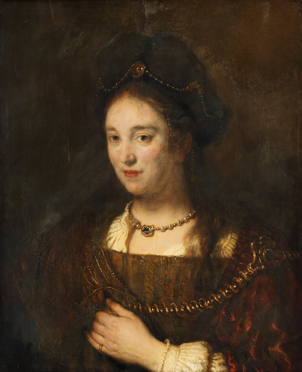 Mezzaluna di donna con berretto da Rembrandt