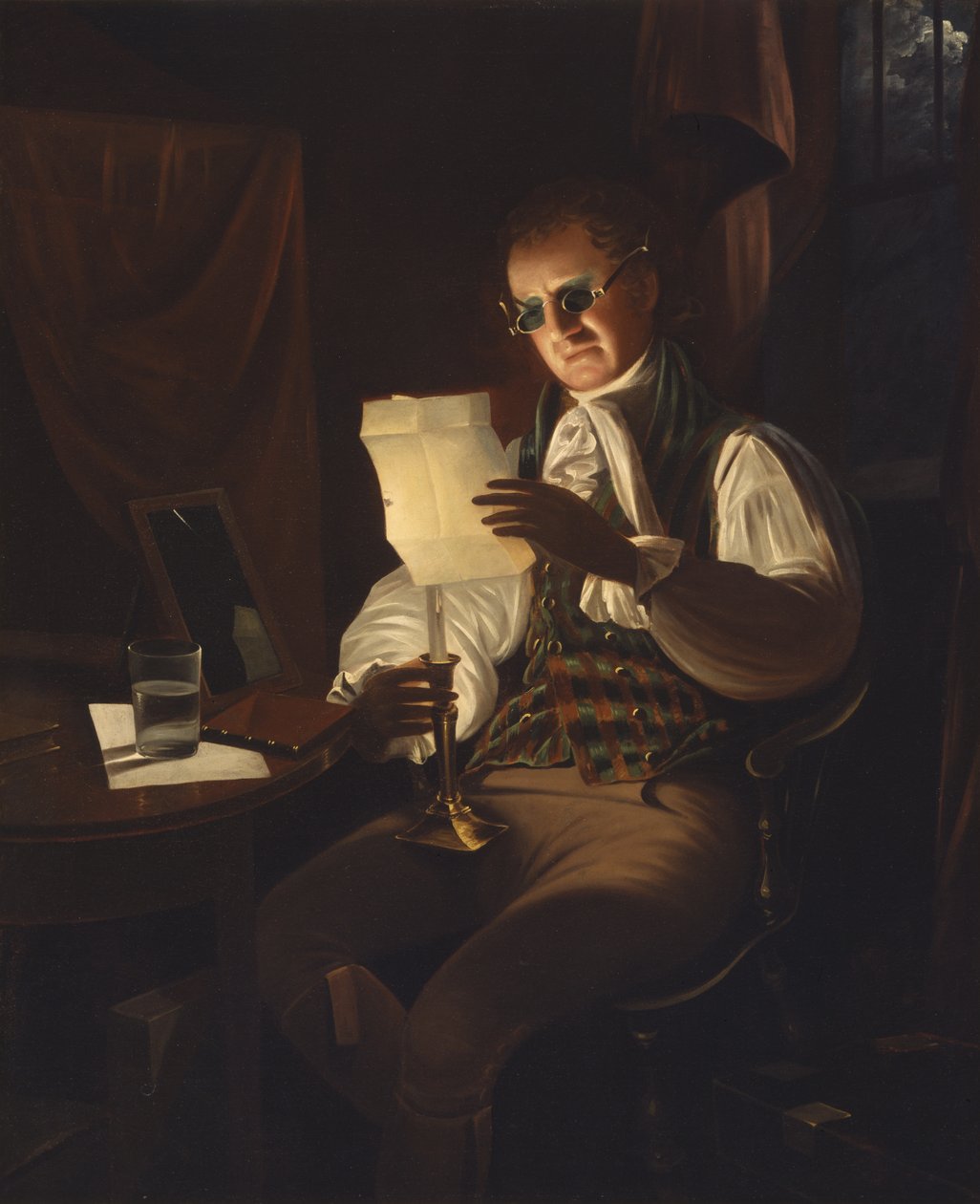 Uomo che legge alla luce di una candela da Rembrandt Peale