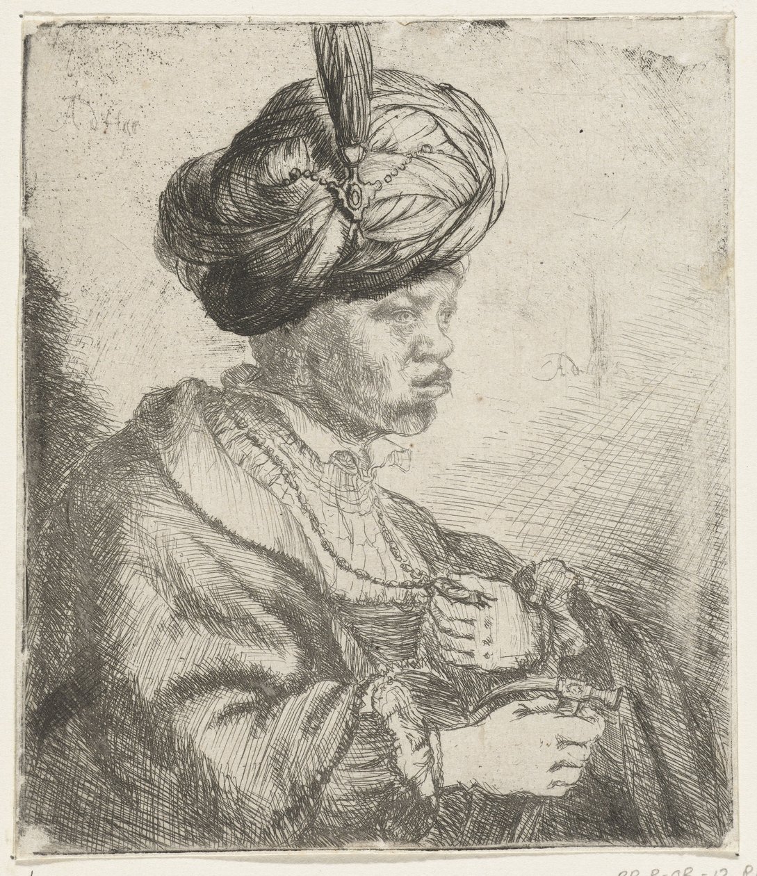 Uomo con turbante, c.1660-70 da Rembrandt van Rijn
