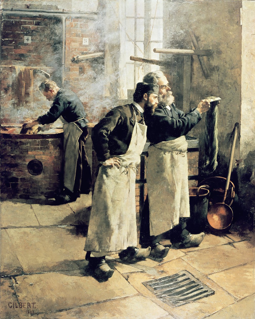 Laboratorio di tintura nei Gobelins, XIX secolo da Rene Joseph Gilbert