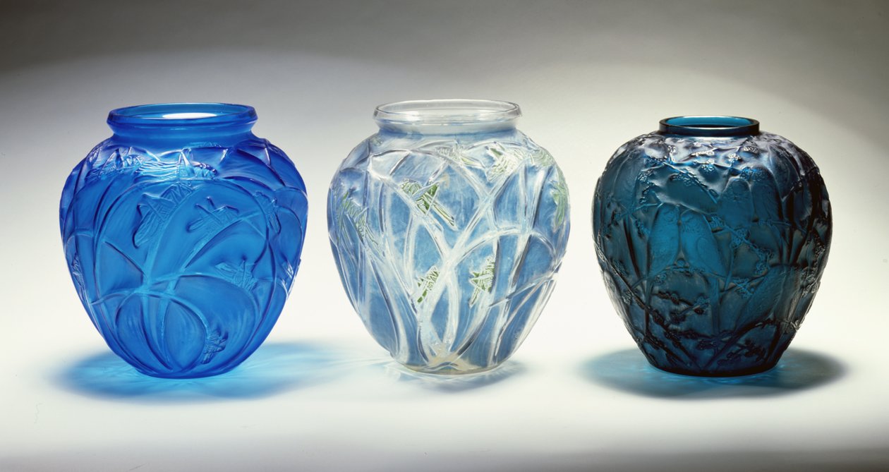 Tre vasi (vetro) da Rene Jules Lalique