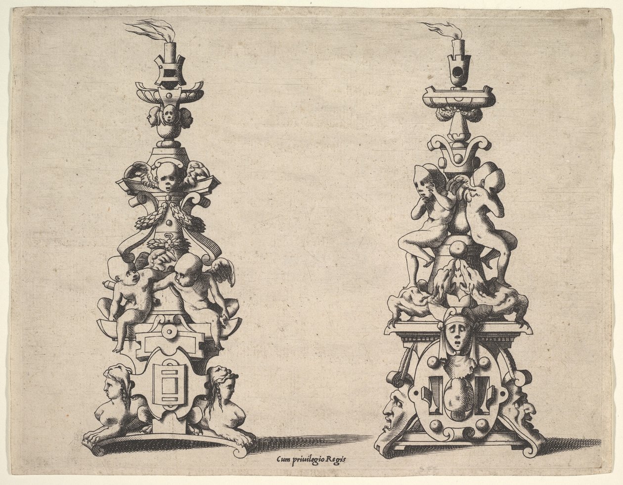 Due disegni di candelabri, ca. 1550-60 da Rene Boyvin