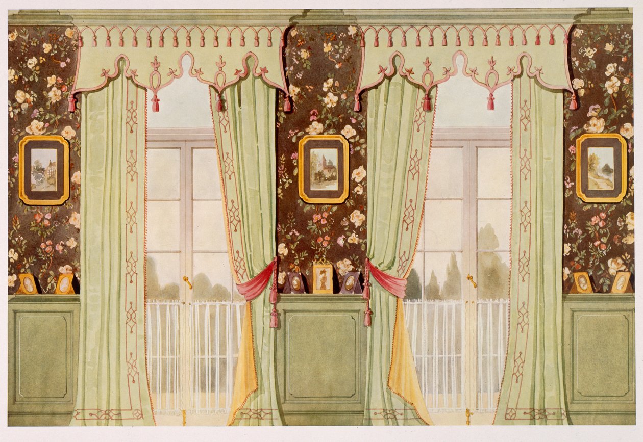 Eleganti tende da salotto con elaborato mantovana da Richard Goulburn Lovell