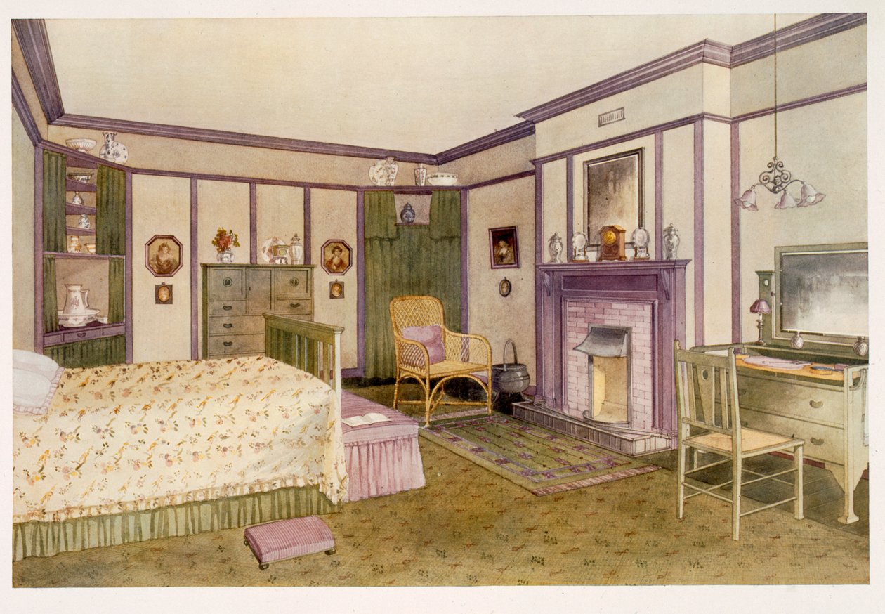 Camera da letto verde e malva da Richard Goulburn Lovell