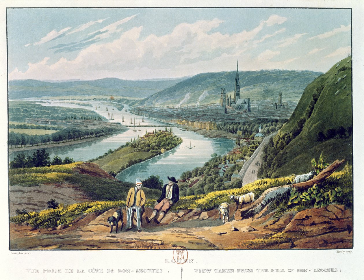 Rouen, vista dalla collina di Bon-Secours, c.1835 da Richard Parkes Bonington