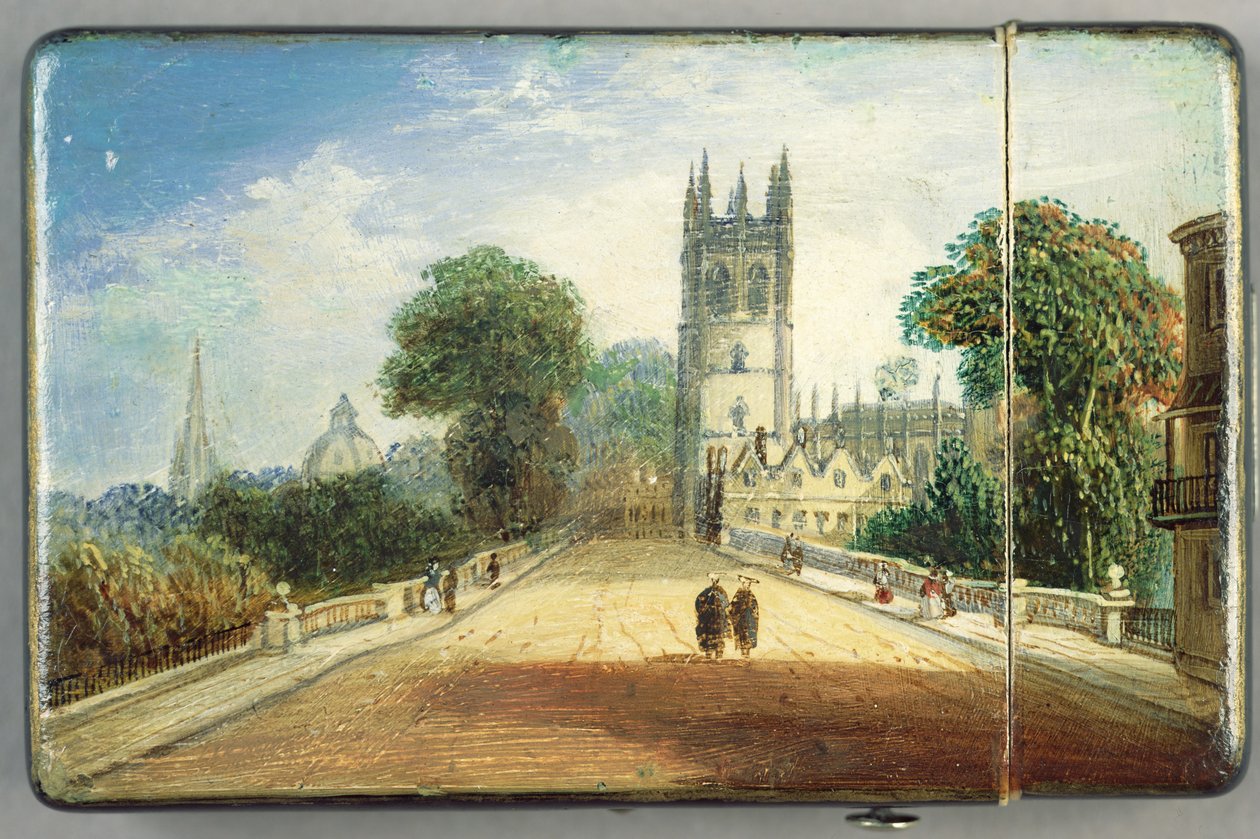 Portacarte vittoriano, con una scena del Magdalen College, Oxford da Richard Phene and Benjamin W. Spiers
