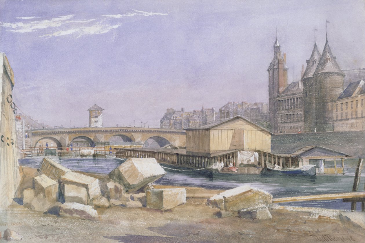 Il Pont au Change e la Conciergerie, Parigi, 1837 da Richard Redgrave