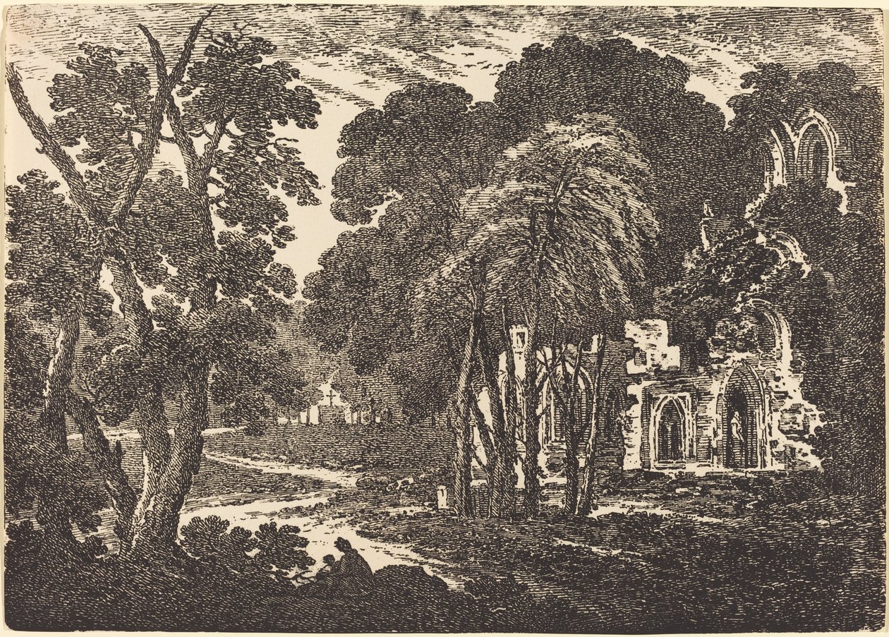 Abbazia in rovina tra gli alberi da Richard Cooper II