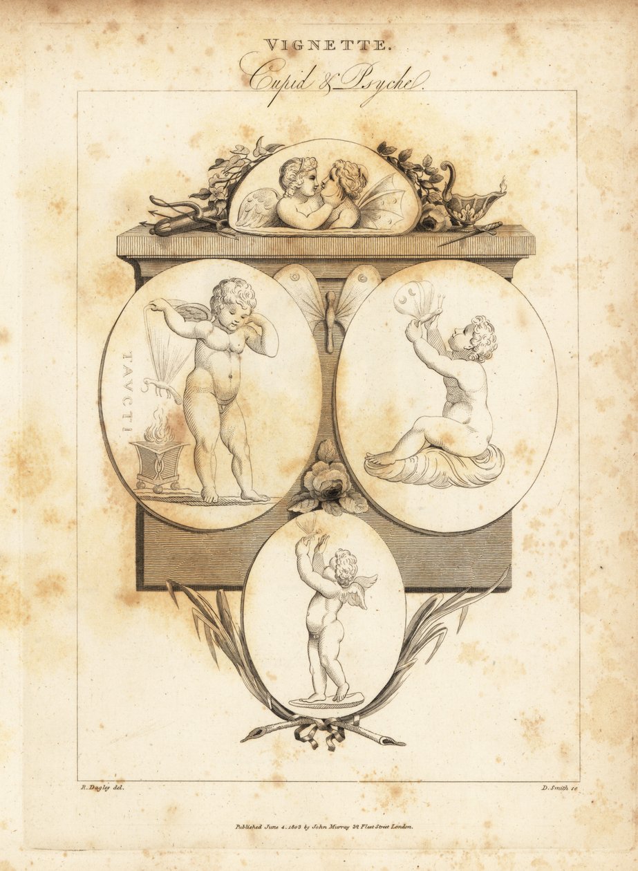 Gemme che illustrano Cupido e Psiche (incisione) da Richard Dagley