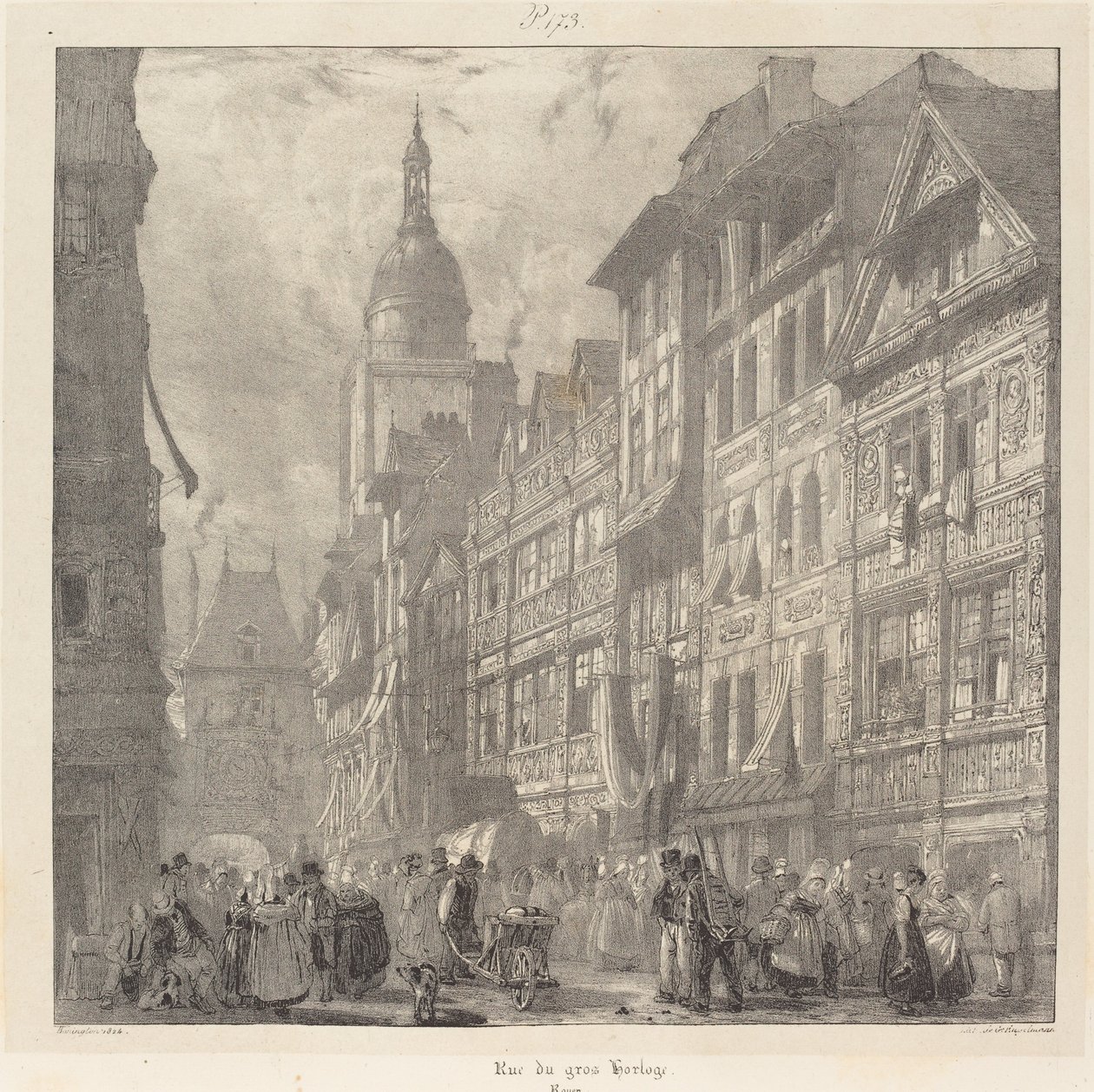 Rue du gros-horloge, Rouen da Richard Parkes Bonington