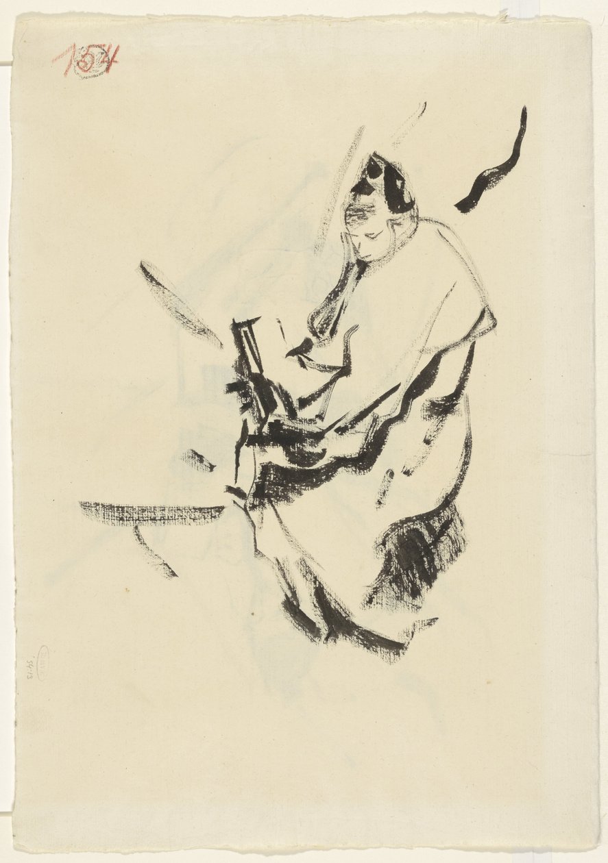 Donna sdraiata, su cuscini, con un libro da Rik Wouters