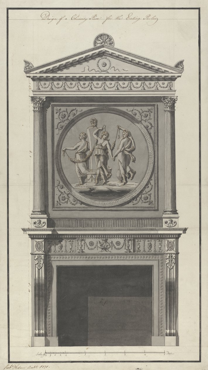 Headfort House, Sala da pranzo, Camino, 1771 da Robert Adam