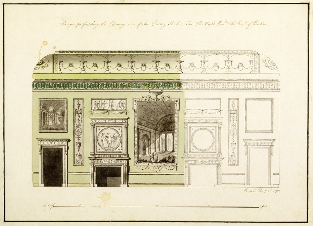 Headfort House, Sala da pranzo, Camino, 1775 da Robert Adam